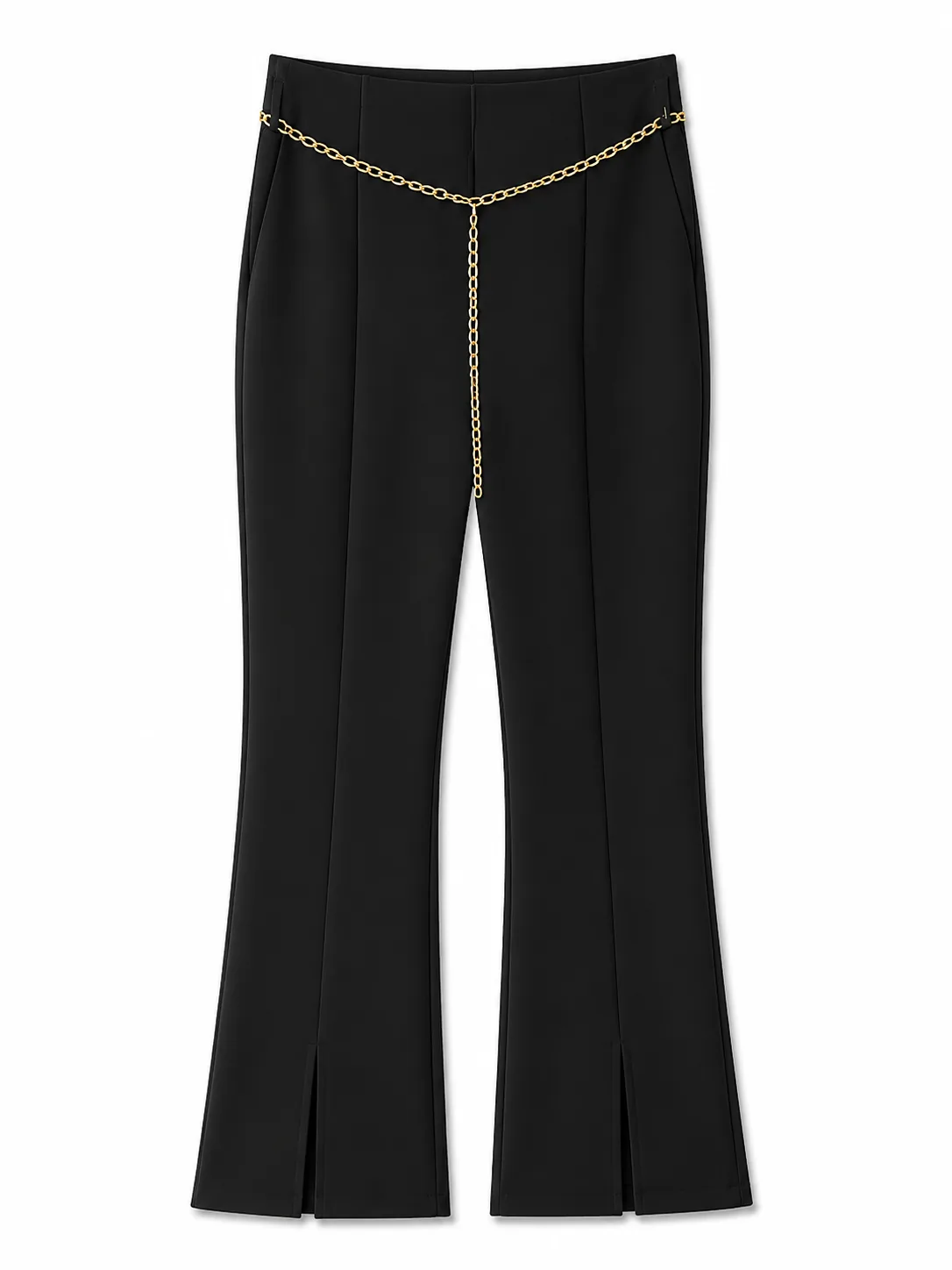 Women’s High Waist Chain Detail Flared Trousers