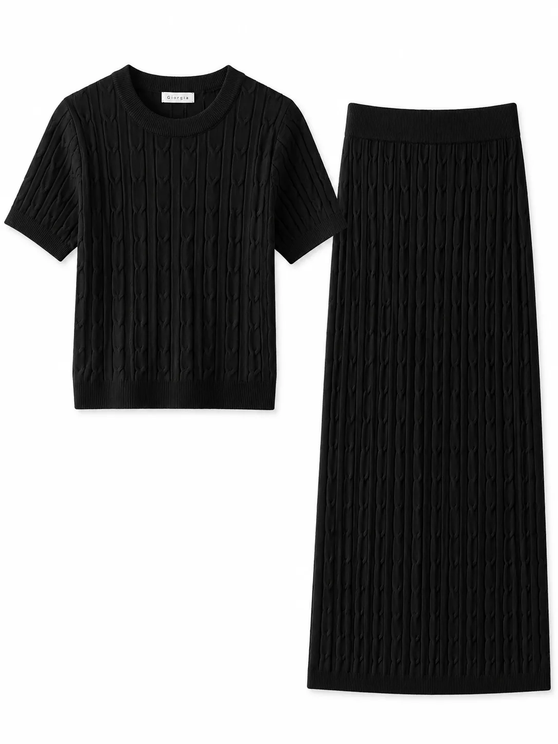 Women’s Cable Knit Top & Midi Skirt Co-Ord Set