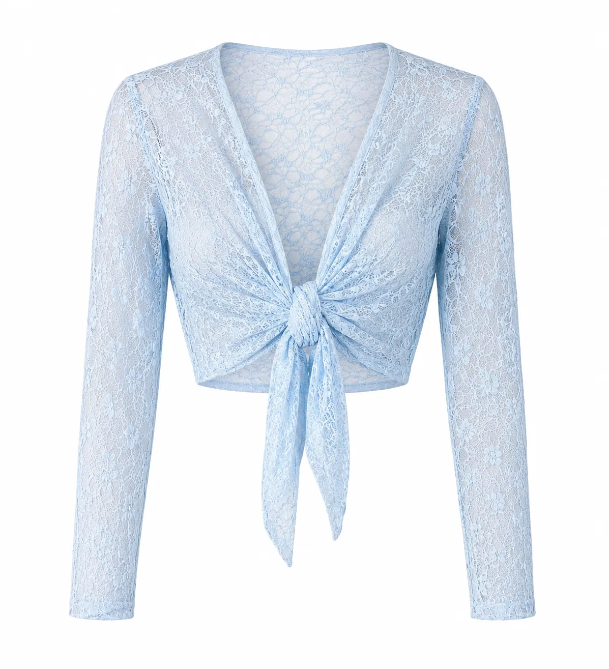 Women’s Floral Lace Tie Front Crop Top