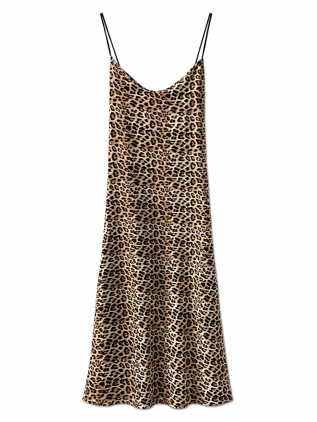 Women’s Leopard Print Cowl Neck Slip Midi Dress