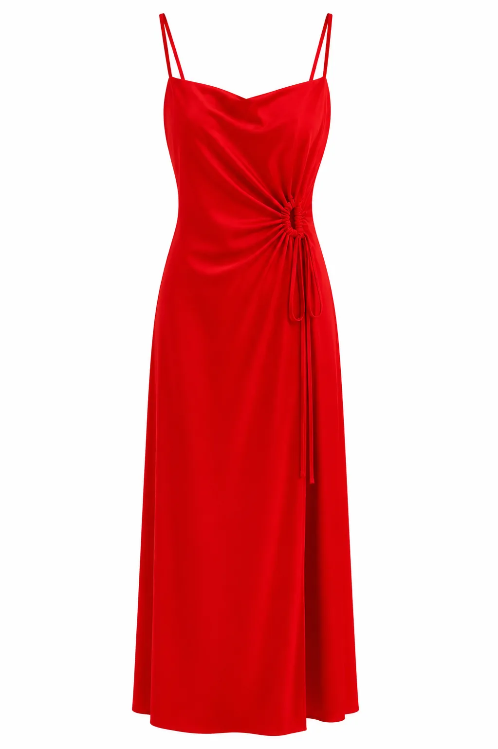 Ruched Satin Slip Maxi Dress